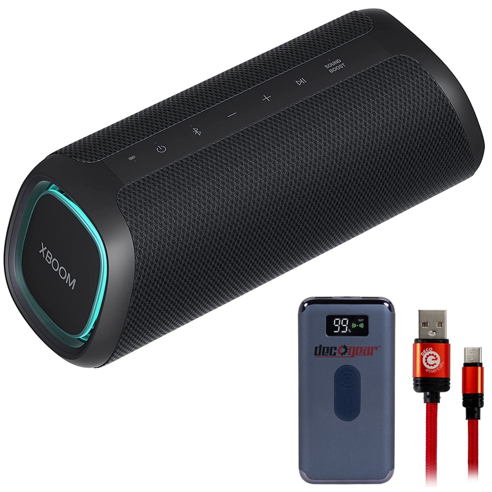 LG XBOOM Go XG7QBK Portable Bluetooth Speaker, Black Bundle with Deco