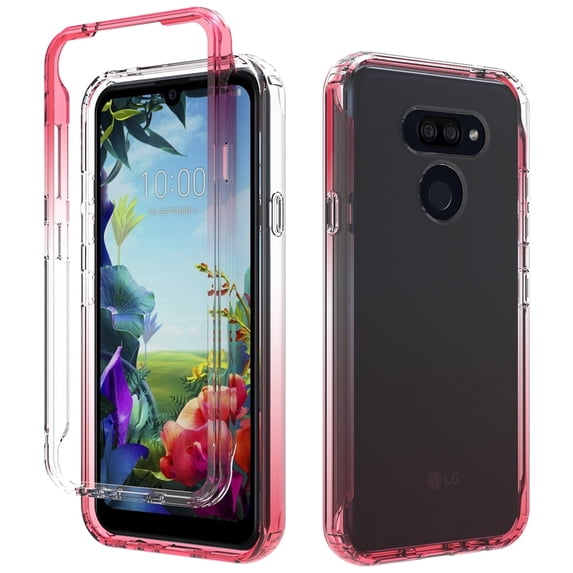 LG Xpression Plus 3, LG Premier Pro Plus Case, LG Harmony 4 Case, Rosebono Full-Body Rugged Ultra Transparency Hybrid Protective Case With Built-in Screen Protector for LG K41 (Red)