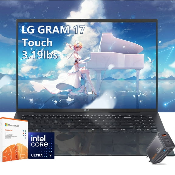 LG gram 17 inch Laptop Touchscreen - Intel Core Ultra 7 - 17.3 Large Screen WQXGA - Backlit Keyboard - 32GB RAM - 1TB PCIe SSD - Ultra Thin Lightweight - 2025 AI Copilot PC 47 NPU TOPS -Windows 11