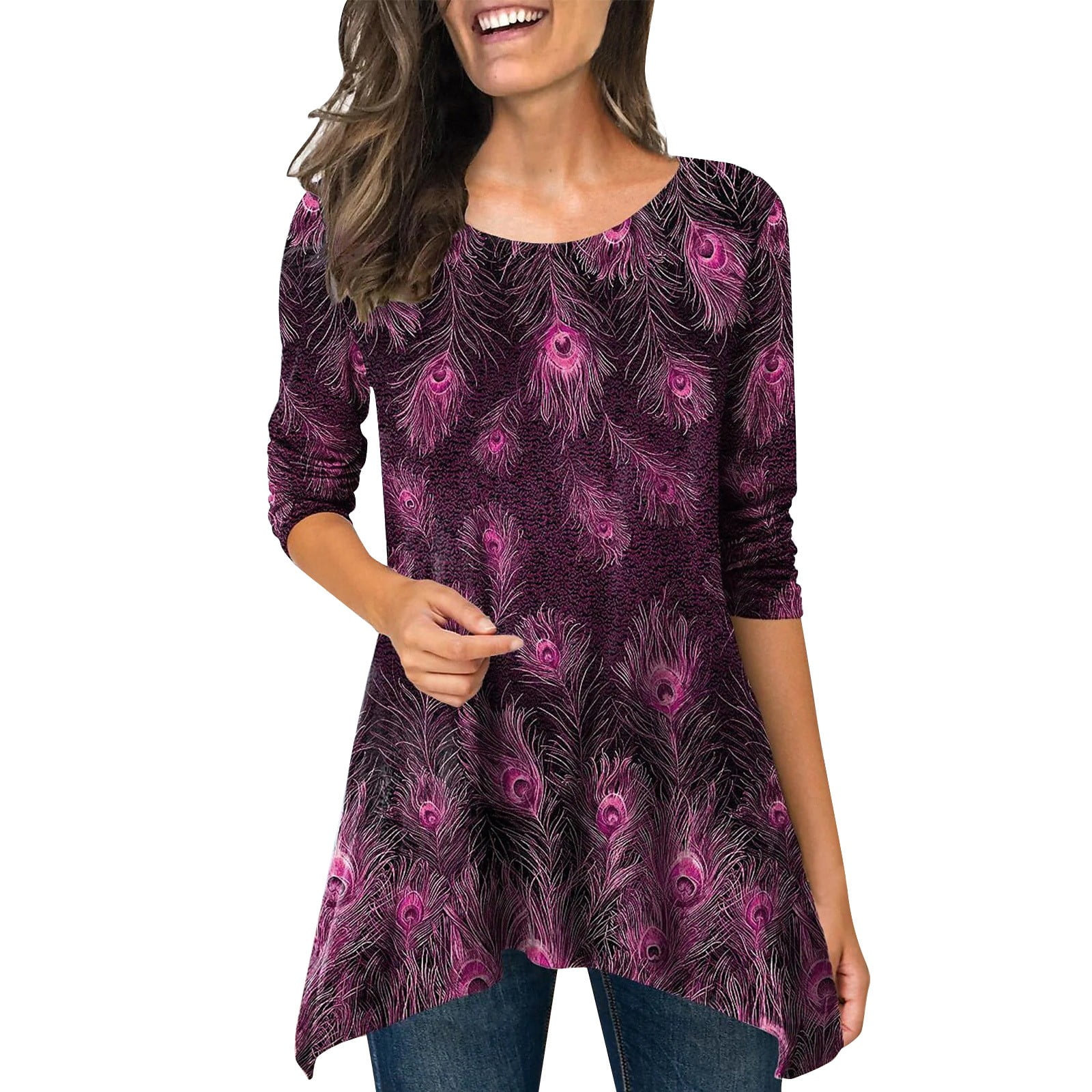 LGASWYX Casual Tops For Women Trendy 2024 New Print Top Shirt Spring