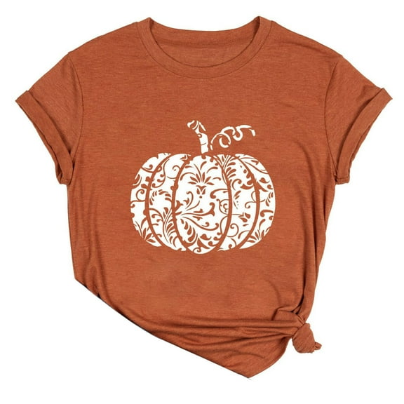 LGASWYX Fall Pumpkin Shirts Womens Casual Autumn Thanksgiving Graphic Tees Halloween Tops (White,XXL)