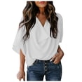 thumbnail image 1 of LGASWYX Influencers Picks Womens Clothes 2024 Women'S Blouses And Tops For Work V-Neck Fashion Casual Loose Cloak Shirt Cotton Shirts For Women Loose Fit (White,L), 1 of 6