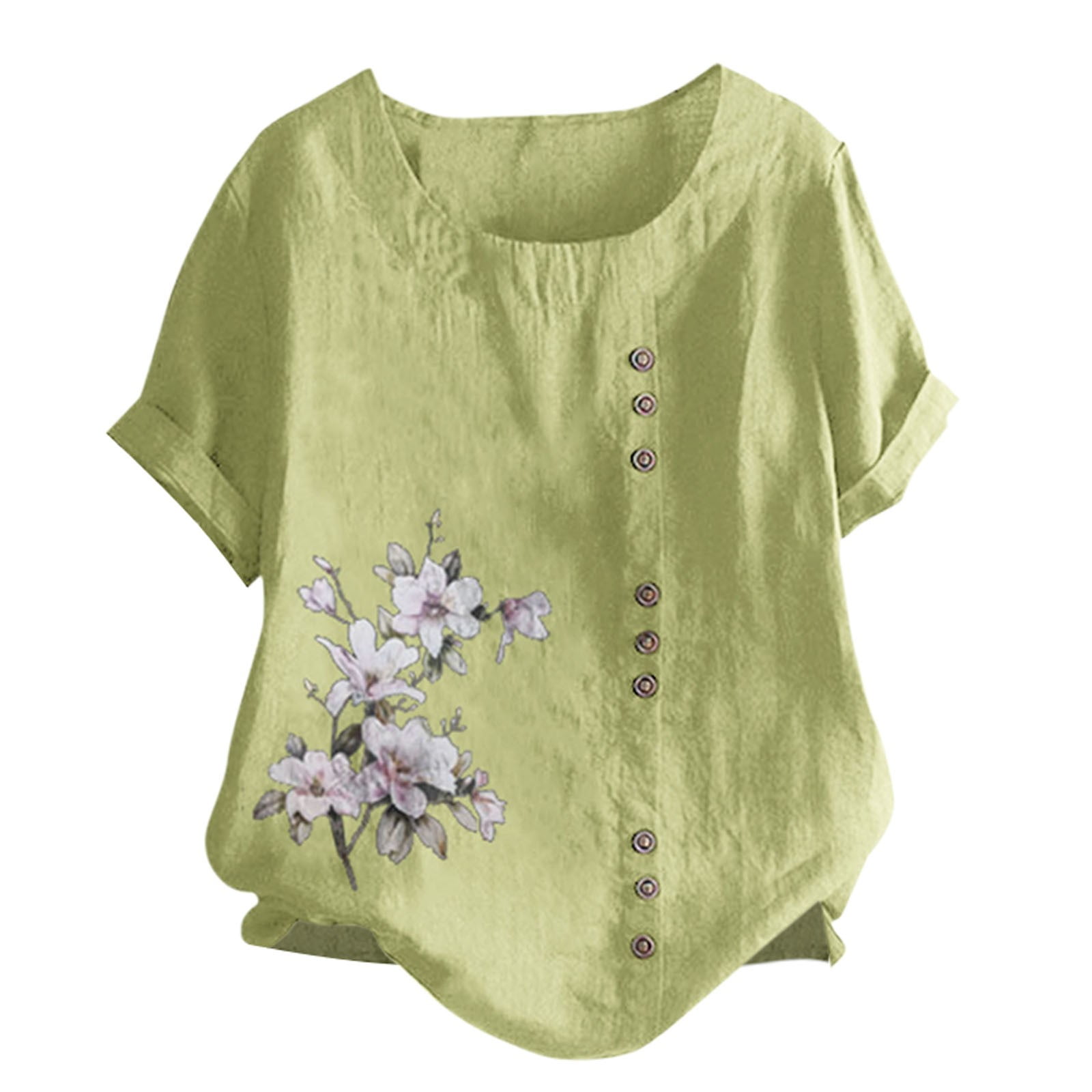 LGASWYX Plus Size Casual Tops Women'S Casual Loose Cotton And Linen