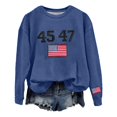 thumbnail image 1 of LGASWYX Women Retro 45 47 Print Crewneck Sweatshirt (Blue,L), 1 of 4