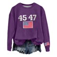 thumbnail image 1 of LGASWYX Women Retro 45 47 Print Crewneck Sweatshirt (Purple,S), 1 of 4