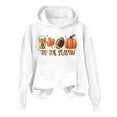 thumbnail image 1 of LGASWYX Women's Hoodie Pumpkin Maple Leaf Print Autumn And Winter Drawless Hoodie (White,M), 1 of 2