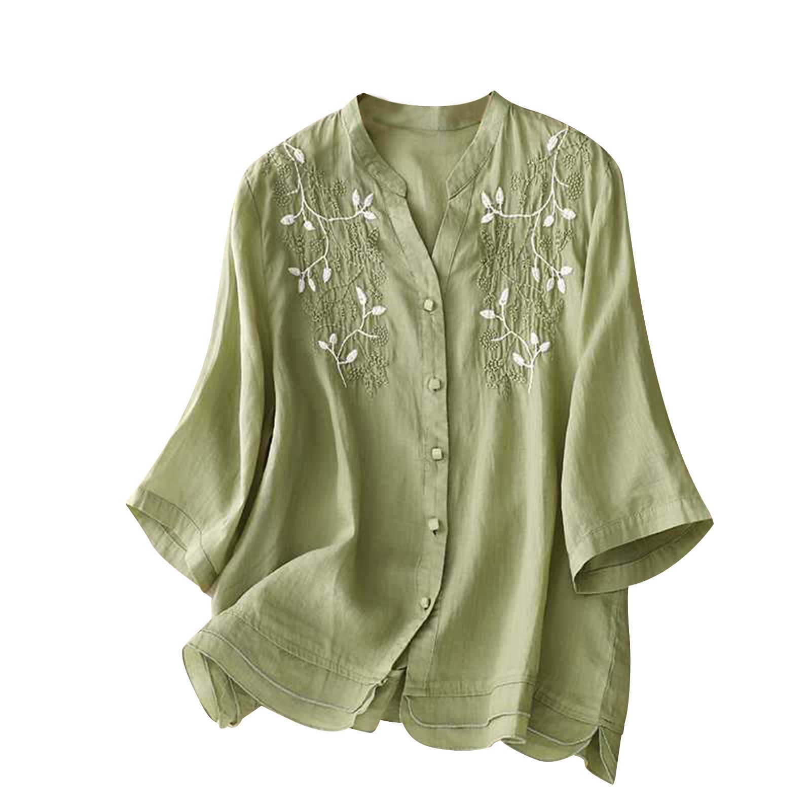 LGASWYX Womens Clothes Summer Vintage Floral Embroidery Long Sleeve