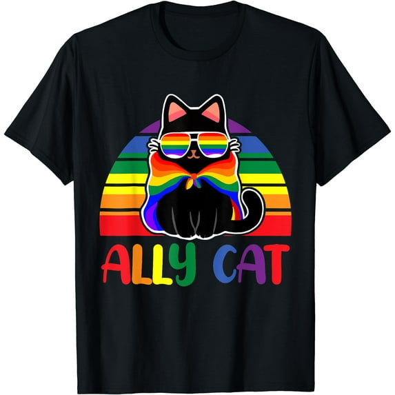 LGBT Ally Cat Garden Flag - Cartoon Cat with Rainbow Scarf - Double Sided Weather Resistant Outdoor Decor