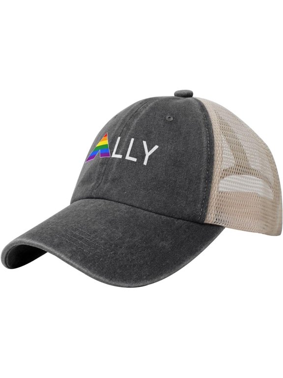 LGBT Ally Flag Pride LGBT Equality Baseball Cap Men Women - Classic Adjustable Plain Hat Hiking Travel Hat Black
