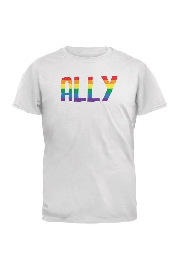 LGBT - Ally Pride White Adult T-Shirt - Large