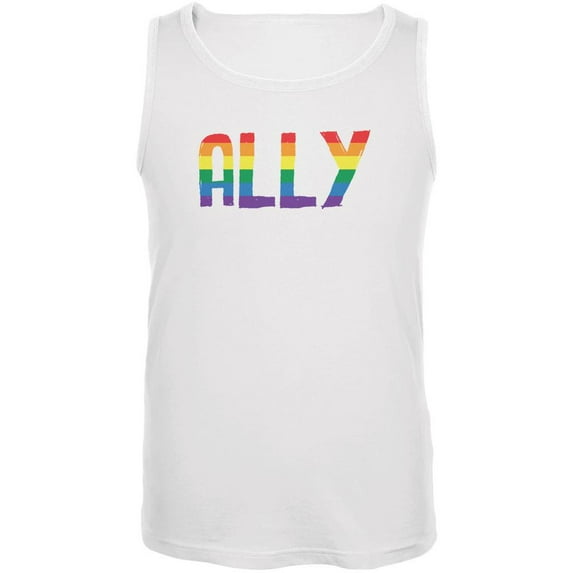 LGBT - Ally Pride White Adult Tank Top - Large