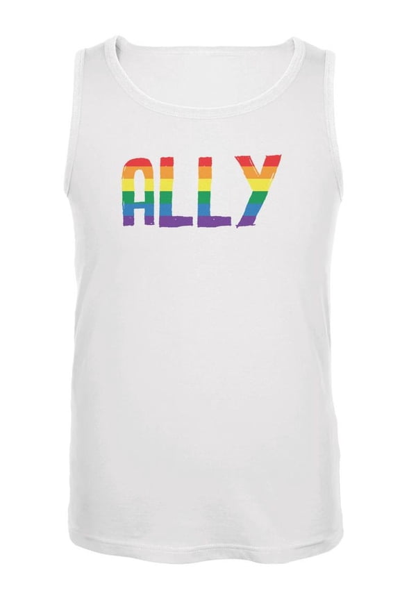 LGBT - Ally Pride White Adult Tank Top - Small