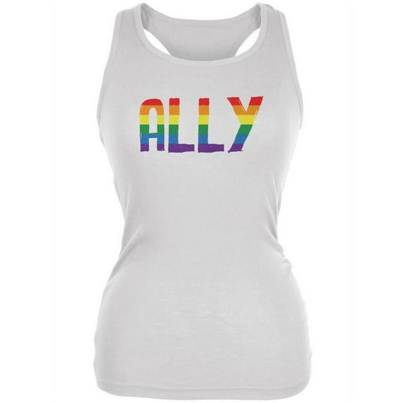 LGBT - Ally Pride White Juniors Soft Tank Top - Small