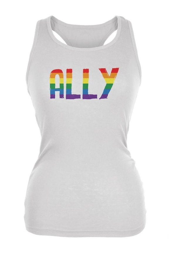 LGBT - Ally Pride White Juniors Soft Tank Top - X-Large
