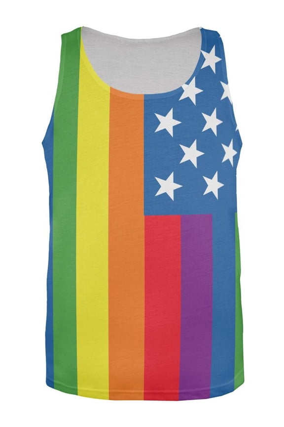 LGBT American Flag All Over Adult Tank Top - 2X-Large