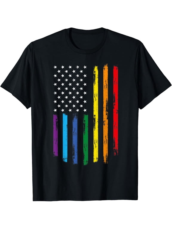 LGBT American Flag Pride Rainbow Gay Lesbian Bi Transgender T-Shirt
