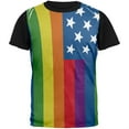 thumbnail image 1 of LGBT American Flag Rainbow Adult Black Back T-Shirt - Medium, 1 of 1