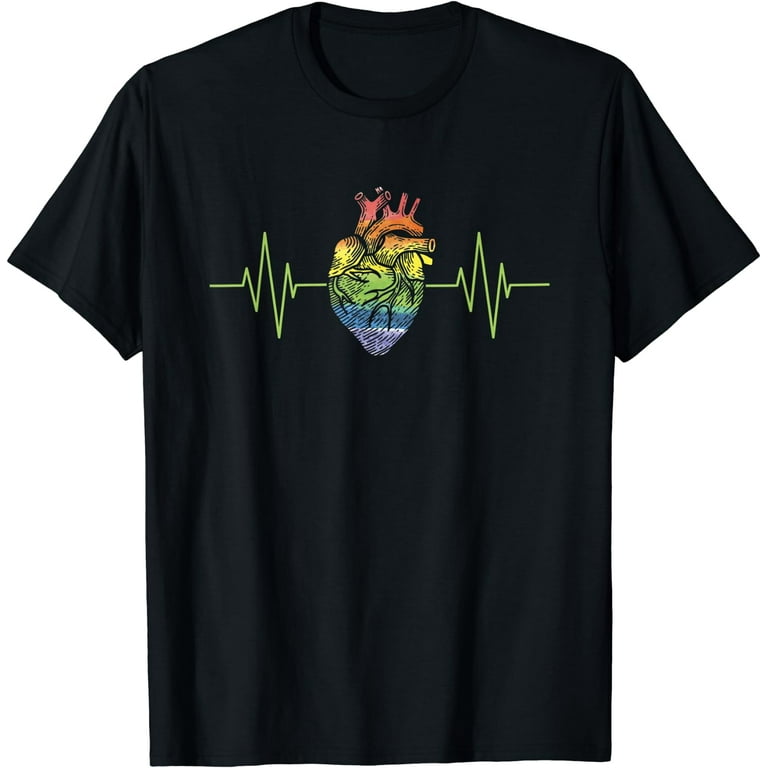 Lgbt Rainbow Heartbeat T-Shirt Gay And Lesbian Pride Lgbt Rainbow Heartbeat T-Shirt Gay And Lesbian Pride