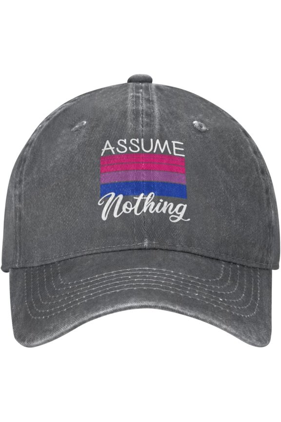 LGBT Bi Pride Gift Assume Nothing Bisexual Flag Gift Cowboy Hat Snapback Baseball Cap Baseball Hat Summer Hats Black