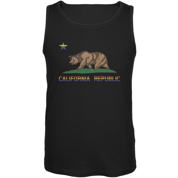 LGBT California Republic Gay Bear Black Adult Tank Top - Small
