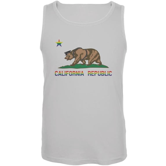 LGBT California Republic Gay Bear White Adult Tank Top - 4X-Large