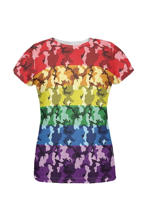 LGBT Camo Pride In The Military All Over Womens T Shirt Multi SM