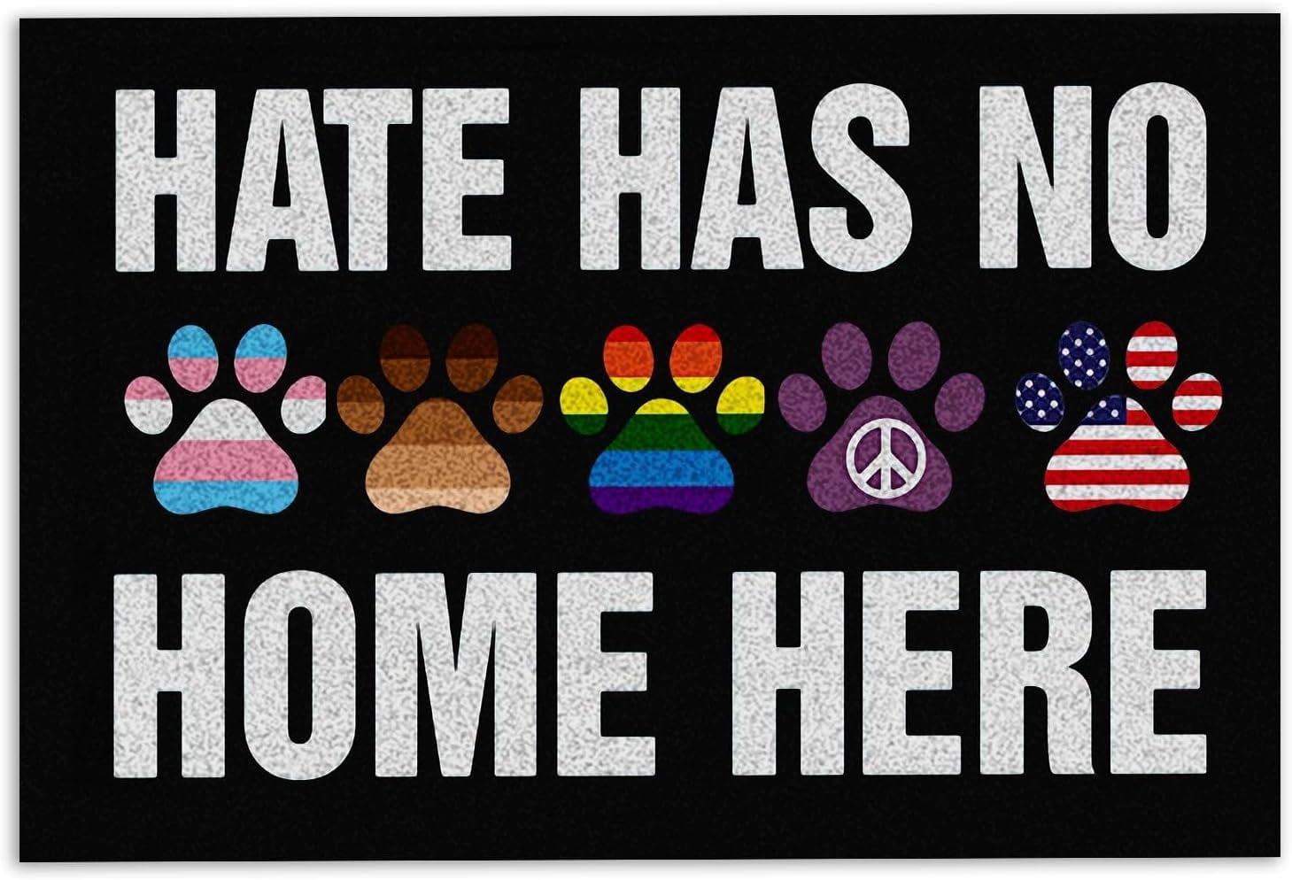 LGBT Door Mat Hate Has No Home Here Dog Paws LGBT Pride LGBTQ Peace Rainbow Welcome Non-Slip Mats Funny Doormat Bathroom Kitchen Front Porch Rugs Entrance 20 * 32in/50 * 80cm