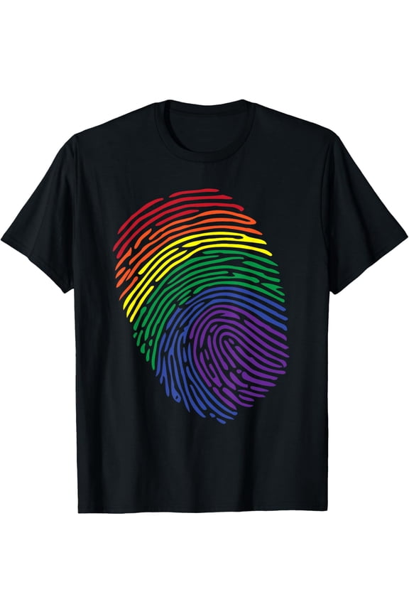 LGBT Flag Fingerprint Proud | LGBT Pride Gifts Tee T-Shirt