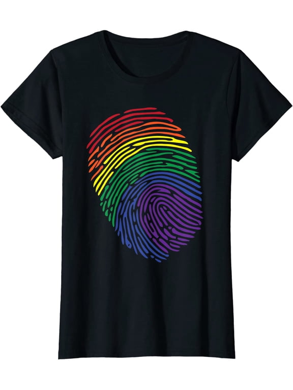 LGBT Flag Fingerprint Proud LGBT Pride Gifts Tee T-Shirt