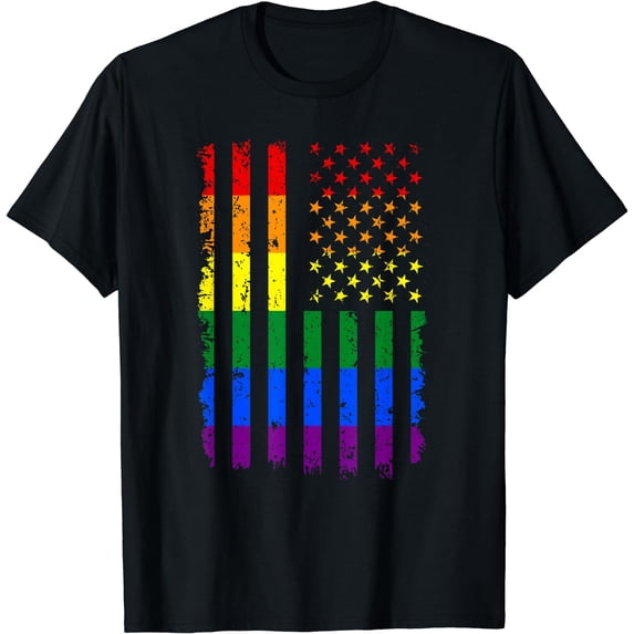 LGBT Flag Gay Pride Month Transgender T-Shirt Black Large