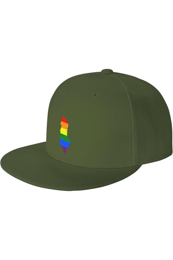LGBT Flag Map of Albania Snapback Hats for Men Women Baseball Cap Adjustable Flat Bill Sun Hat