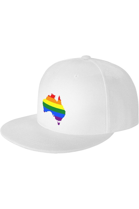 LGBT Flag Map of Australia Snapback Hats for Men Women Baseball Cap Adjustable Flat Bill Sun Hat