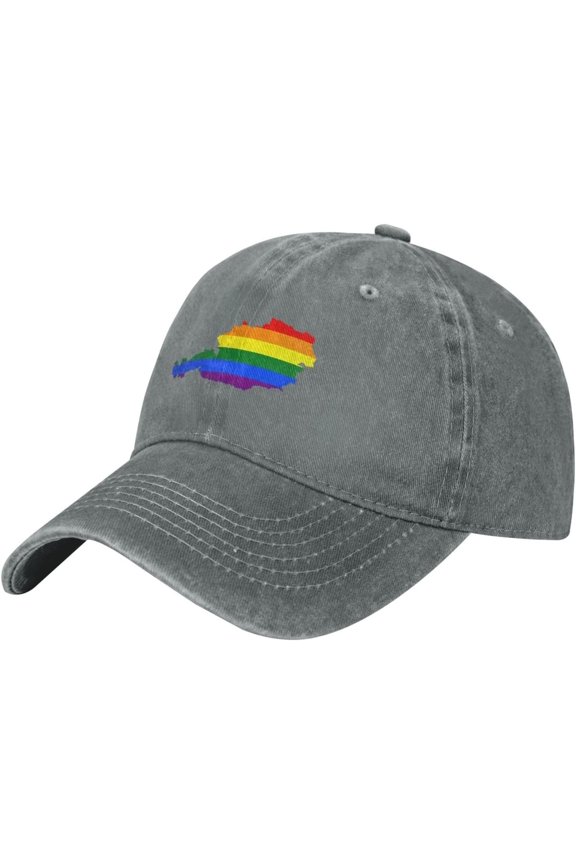 LGBT Flag Map of Austria Baseball Cap Women Men Hat Vintage Trucker Sun Hat Dad Cowboy Hats
