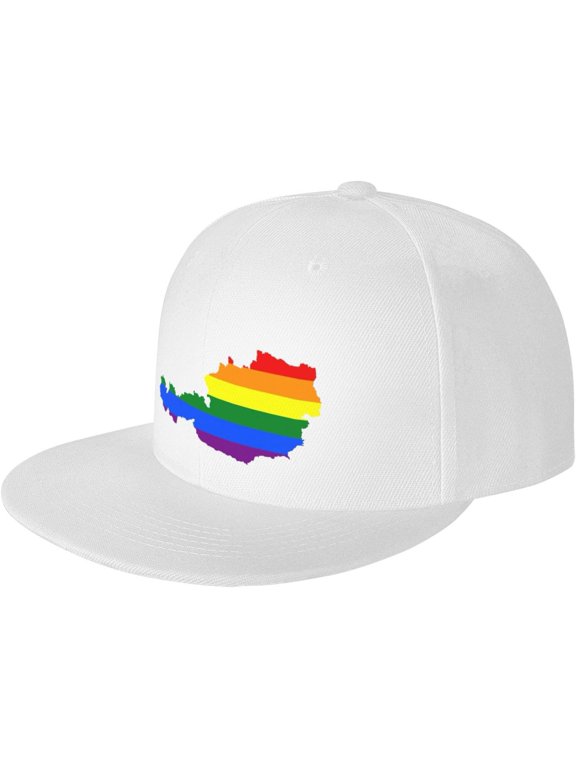 LGBT Flag Map of Austria Snapback Hats for Men Women Baseball Cap Adjustable Flat Bill Sun Hat