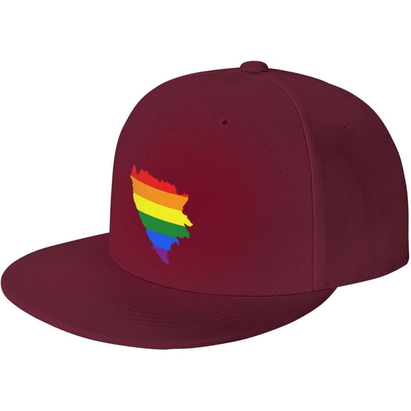 LGBT Flag Map of Bosnia and Herzegovina Snapback Hats for Men Women Baseball Cap Adjustable Flat Bill Sun Hat