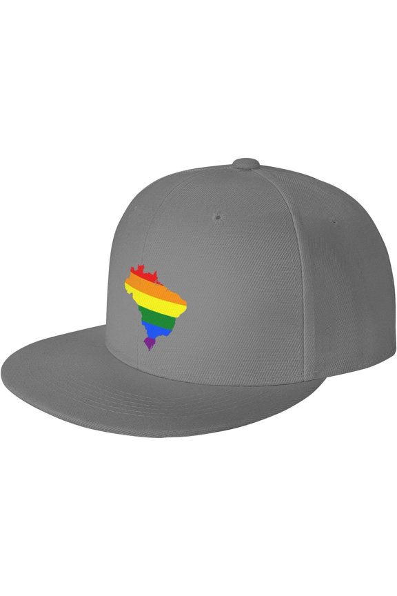 LGBT Flag Map of Brazil Snapback Hats for Men Women Baseball Cap Adjustable Flat Bill Sun Hat