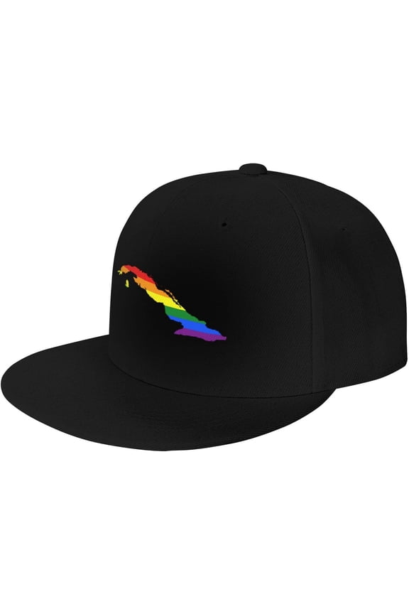 LGBT Flag Map of Cuba Snapback Hats for Men Women Baseball Cap Adjustable Flat Bill Sun Hat