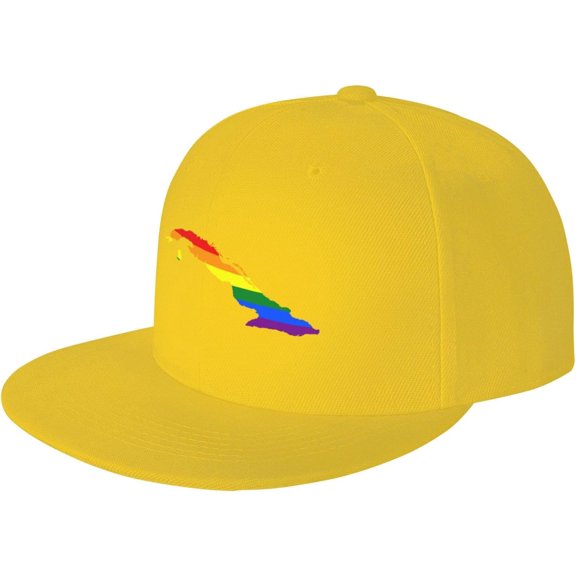 LGBT Flag Map of Cuba Snapback Hats for Men Women Baseball Cap Adjustable Flat Bill Sun Hat