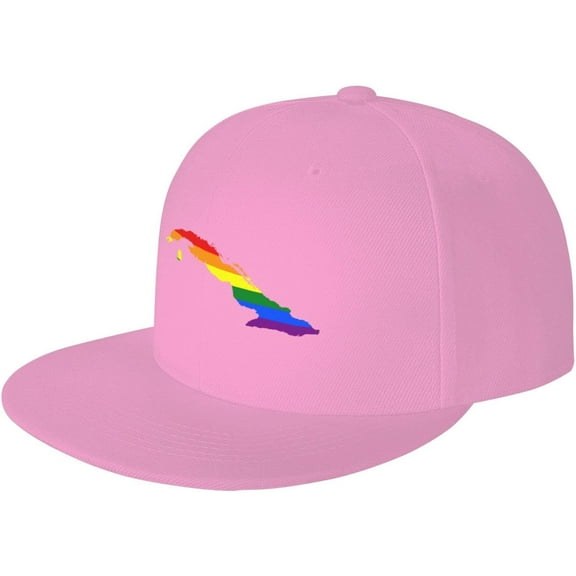 LGBT Flag Map of Cuba Snapback Hats for Men Women Baseball Cap Adjustable Flat Bill Sun Hat