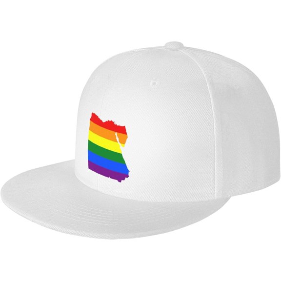 LGBT Flag Map of Egypt Snapback Hats for Men Women Baseball Cap Adjustable Flat Bill Sun Hat