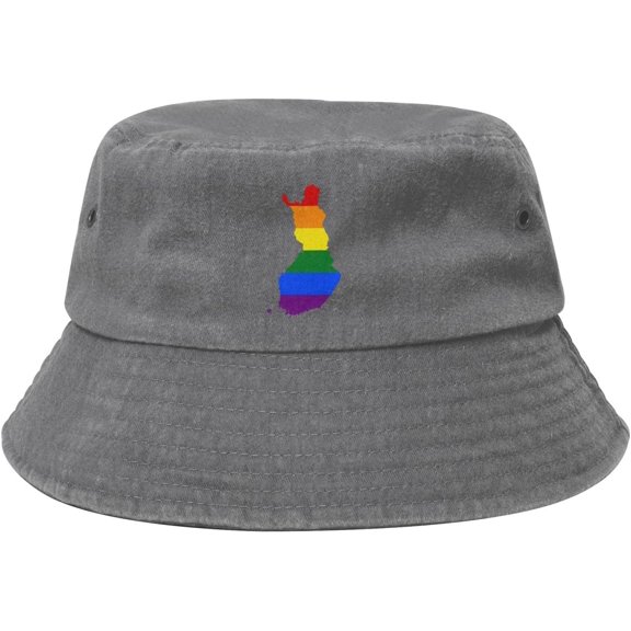 LGBT Flag Map of Finland Bucket Hat for Women Men Outdoor Sun Hat Summer Beach Travel Fishing Cap