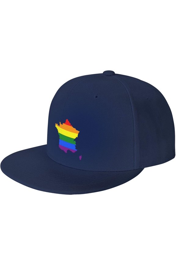 LGBT Flag Map of France Snapback Hats for Men Women Baseball Cap Adjustable Flat Bill Sun Hat