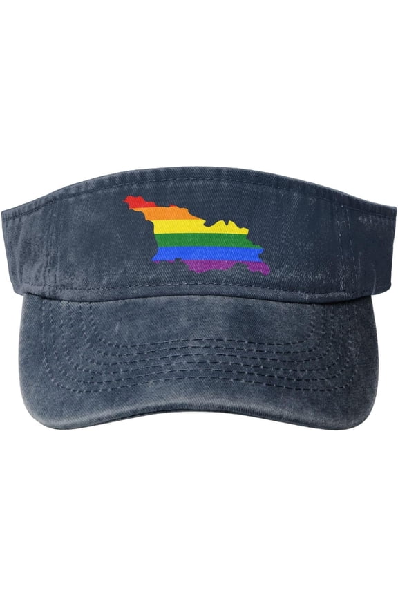 LGBT Flag Map of Georgia Sun Visor Hats for Women Men Sun Hat Cotton Golf Hat Vintage Baseball Cap