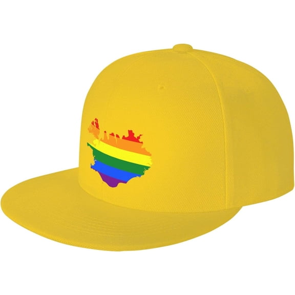 LGBT Flag Map of Iceland Snapback Hats for Men Women Baseball Cap Adjustable Flat Bill Sun Hat