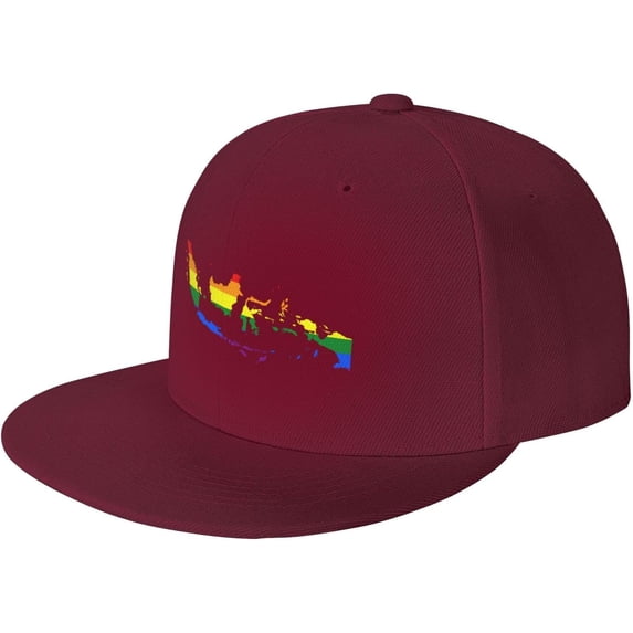 LGBT Flag Map of Indonesia Snapback Hats for Men Women Baseball Cap Adjustable Flat Bill Sun Hat