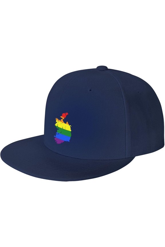 LGBT Flag Map of Ireland Snapback Hats for Men Women Baseball Cap Adjustable Flat Bill Sun Hat