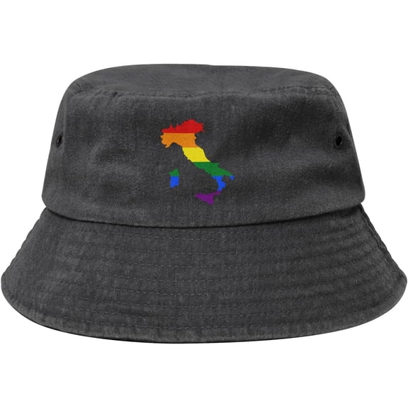 LGBT Flag Map of Italy Bucket Hat for Women Men Outdoor Sun Hat Summer Beach Travel Fishing Cap