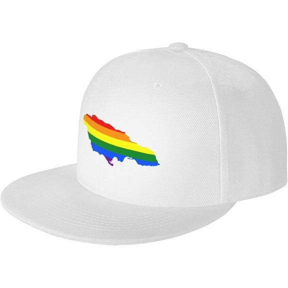 LGBT Flag Map of Jamaica Snapback Hats for Men Women Baseball Cap Adjustable Flat Bill Sun Hat