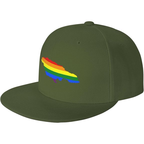 LGBT Flag Map of Jamaica Snapback Hats for Men Women Baseball Cap Adjustable Flat Bill Sun Hat