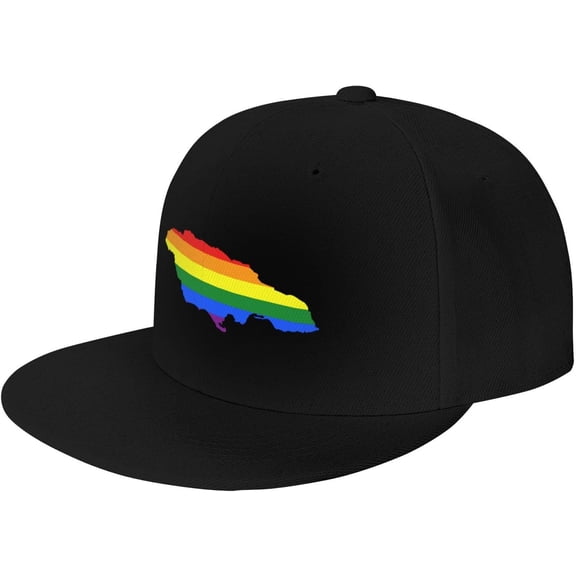 LGBT Flag Map of Jamaica Snapback Hats for Men Women Baseball Cap Adjustable Flat Bill Sun Hat